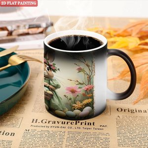 Heat Color Changing Ceramic <b>Mug</b> 11oz Frosted Black Magic Cup With <b>Easter</b> Bunny Design 2D Flat Painting - Product Image 5
