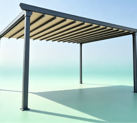 Pergola rétractable en alliage d'aluminium avec voile en PVC - Couverture de terrasse motorisée résistante aux intempéries avec commande intelligente et projection de 21 m