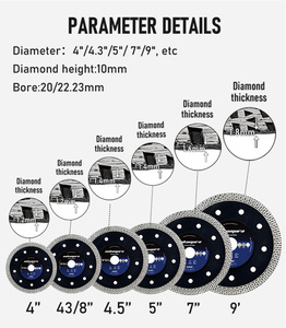 Lame de <span class=keywords><strong>scie</strong></span> diamantée industrielle NAKAMURA ZCDJ-007, diamètre 18 mm, épaisseur 1 mm, mandrin 7/8, revêtement Ti, pressée à chaud, pour la découpe de pierre et de béton - Product Image 6