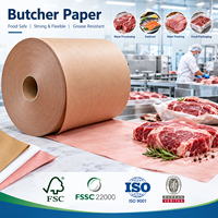 Rouleaux de papier d'emballage pour viande de boucher à haute résistance à l'humidité pour la vente en gros, feuilles de papier d'emballage pour viande crue