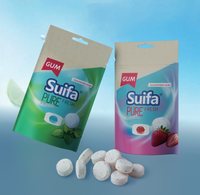 Emballage personnalisé de confiseries HALAL sans sucre, gommes à mâcher tropicales fruitées à la menthe, au café et au chocolat avec garniture centrale au xylitol