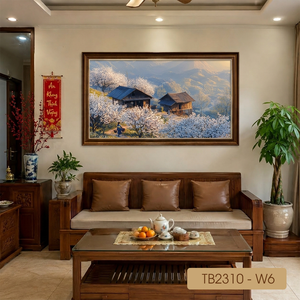 Pintura al Óleo de Paisaje Rural Vietnamita Premium, Hecha a Mano sobre Lienzo, Decoración para el Hogar, Vietnam OEM ODM, Modelo de Pueblo Vietnamita TB2310-W6 - Product Image 3