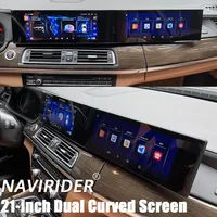 Unité principale à double écran incurvé Android de 21 pouces pour BMW Série 7 F01 F02 F04 2009-2015 Lecteur multimédia de voiture stéréo CarPlay TV GPS