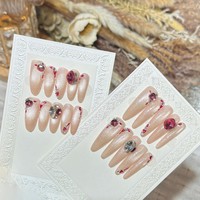 Ongles artificiels personnalisés de marque privée de très bonne qualité pour filles roses, faits à la main, avec une couverture complète, à presser, faux ongles, vente en gros