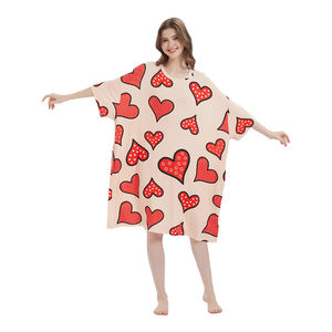 Transpirable Impresión suave Tallas grandes Vestido <span class=keywords><strong>de</strong></span> Casa <span class=keywords><strong>de</strong></span> gran tamaño Camiseta Verano Pijamas largos sueltos Camiseta <span class=keywords><strong>de</strong></span> dormir para niñas - Product Image 3