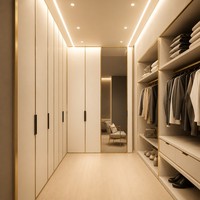 Sistema de Armario Modular Moderno de Madera para Dormitorio, Armario de Esquina Personalizado, Armario Empotrado con Cajones