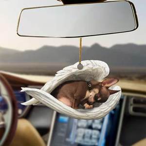 Gran oferta, boxeador, alas de Ángel blancas para dormir, nido, amantes de los perros, adorno colgante para coche, colgante de decoración automática - Product Image 5