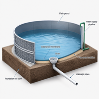 Panneau RAS rond alvéolé pour bassin à poissons, réservoir modulaire d'aquaculture à assemblage facile pour l'élevage de poissons, idéal pour l'élevage de Tilapia