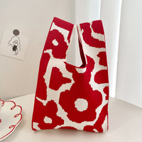 Sac fourre-tout décontracté en tricot pour femme, haute qualité, tricot épais en polyester, mignon, avec bandoulière chaîne, deux poignées, ouvert, sac de poignet de luxe