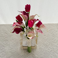 Fleur artificielle Calla Lily rose frais en PU souple, style coréen, faite à la main, réaliste, pour décoration de mariage et bouquet de mariée