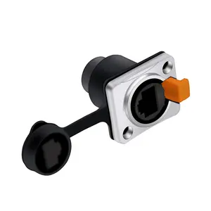 1Pc Rj45 Waterdichte Netwerkconnector Met Rubberen Hoes Ip65 8p8c D Type Panel Mount Socket Rj45 Ethernet Connector