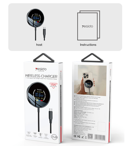 Yesido DS28 1.2m de long câble 15W charge rapide affichage numérique dynamique chargeur sans fil magnétique - Product Image 6