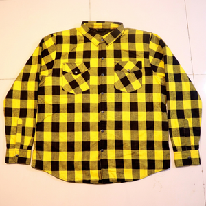 Men's Yellow Black Plaid Cotton Flannel Shirt Long Sleeve Button <b>Down</b> Casual Workwear with Chest Pockets and Custom Logo Option - Product Image 1