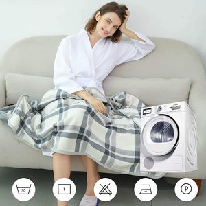 도매 다기능 2중 케이프 담요 체크 니트 판초 플리스 티펫 버튼 블랭킷 - Product Image 6