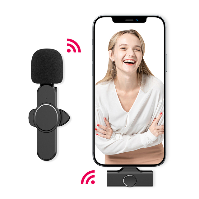 2.4ghz Wireless Microphone  Lapel Clip on Mike K8 Mini Recording Vlogging USB Wireless Lavalier Mic for Smartphone Mobile Phone