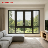 Fenêtre à battant en aluminium haut de gamme, isolée thermiquement, avec double vitrage, étanche à l'air et à faible niveau sonore, pour maison privée