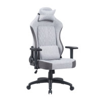 Fauteuil de Gaming Pivotant et Réglable en Tissu Gris avec LED RGB, Grand Mécanisme, Design Contemporain, pour Bureau et Usine, Vente en Gros Personnalisée, Qualité Supérieure