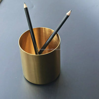 Quantité minimale de commande 2 pièces porte-stylo cylindrique en acier inoxydable couleur or pour organisateurs de bureau et support multi-usages Pot à crayons