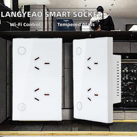 Prise murale intelligente avec ports USB, 2 prises, panneau en verre trempé, contrôle Wi-Fi, usage résidentiel