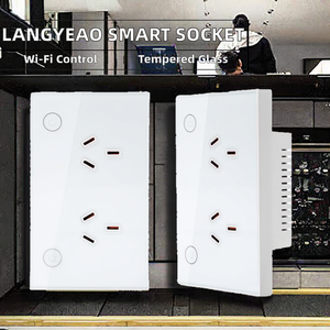 Smart <b>Wall</b> <b>Socket</b> With <b>USB</b> Ports 2 Outlets Tempered Glass Panel Wi-Fi Control Residential Use - Product Image 2