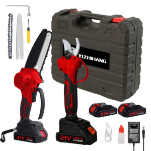 Kit de jardinage portable sans fil 2 pièces : Cisailles de taille et scie à chaîne robuste - Product Image 1