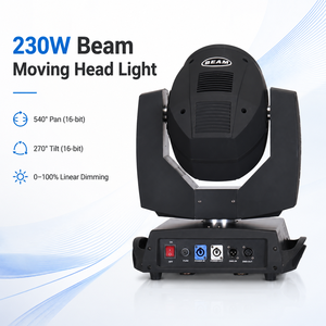 Projecteur Beam Moving Head 230W 7R 200W 5R DMX512 16CH avec Gobo, Prisme, Effet Frost et Roue de Couleurs 540 °   Microphone pour concerts, clubs, DJ, mariages, théâtres - Product Image 2