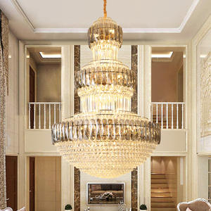 Nouveau Style personnalisé grande Villa Hôtel Escalier moderne K9 Cristal Lustre En Cristal Doré Suspension - Product Image 3