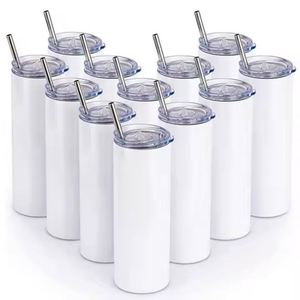 Gobelets de voyage populaires en gros, personnalisables, de 20 oz, fins, vierges pour sublimation, en acier inoxydable réutilisables avec paille - Product Image 1