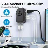 Adaptateur de voyage universel Worldplug GaN 25W ultra fin, chargeur de voyage international, adaptateur de prise universelle