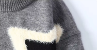Pull personnalisé pour homme à col double imitation, en maille, avec patch étoile moelleux, à épaules tombantes, manches longues, style streetwear, quotidien et universitaire