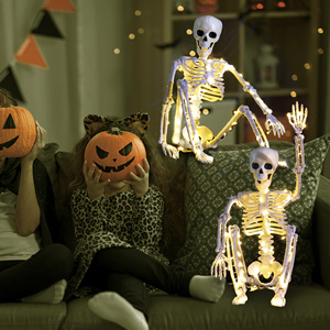 <span class=keywords><strong>Squelette</strong></span> en plastique de 165 cm pour Halloween, <span class=keywords><strong>squelette</strong></span> complet suspendu, décoration fantôme humaine avec lumière LED, pour intérieur et extérieur, accessoire pour maison hantée - Product Image 5