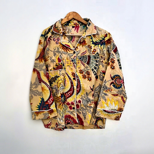 Ensemble de pyjama en coton pour femmes, manches longues, imprimé floral, longueur intégrale, vêtements de nuit décontractés, vêtements d'été, col rabattu, vêtements de qualité supérieure - Product Image 1