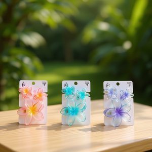 Pinces à cheveux Angelina translucides Frangipani 12 cm, accessoires de mode pour femmes, usage quotidien, ensemble d'accessoires pour cheveux en plastique - Product Image 2