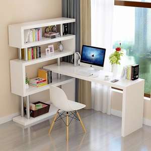 Modern Folding Down Wall Mounting Computer Table Small Mounted <strong>Floating</strong> <strong>Corner</strong> Folding Computer <strong>Desk</strong> With Bookshelf - Product Image 2