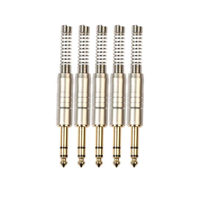 6.35mm 2Pole Mono/3Pole Stereo Audio Jack 6.35 Amplifier Microphone Solder Plug with Spring for Guitar DIY Connector