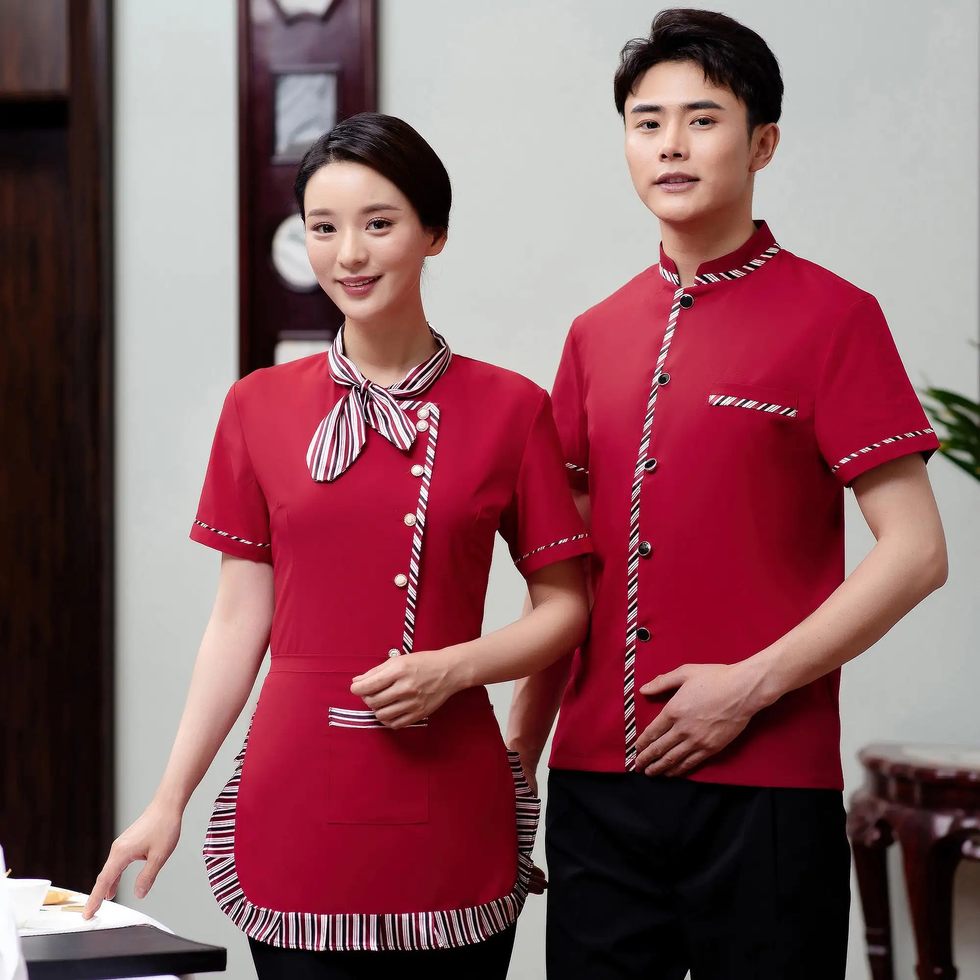 klassische bar-kellner und -kellnerin arbeitskleidung oem restaurant uniform designs formale restaurant asiatische baumwolle kellner-uniform