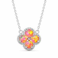 Collier vintage en argent sterling 925 avec trèfle et opale, pendentif bohème en opale irisée de laboratoire, hypoallergénique, bijoux en gros