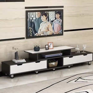 Ensemble meuble <span class=keywords><strong>TV</strong></span> et table basse FYZK style nordique moderne avec plateau en pierre, panneau en bois réglable, mobilier de salon pour téléviseur 65+ pouces, utilisation chambre à coucher - Product Image 2