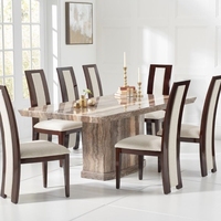 Table à manger rectangulaire carrée en marbre brun, mobilier moderne en pierre naturelle haut de gamme personnalisé SH STONE