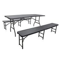 Mobilier d'extérieur de 6 pieds en plastique HDPE table de camping pliante ensemble de table de bière en grain de bois table de jardin vente en gros
