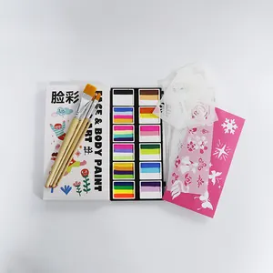 Kit de pintura de pastel dividido para niños, Kit de pintura facial con pinceles de plantilla, conjunto de pintura corporal DIY, 2023