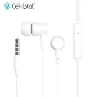 Earbud headphone berkabel kualitas tinggi, earbud kabel 3.5mm dengan mikrofon