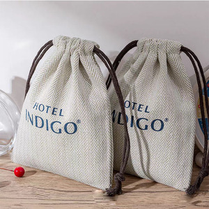 Wholesale Bulk Gift Hotel Bag Custom Logo Cotton <b>Drawstring</b> Bag Twill Fabric Dust <b>Pouch</b> for Gift Packaging - Product Image 2