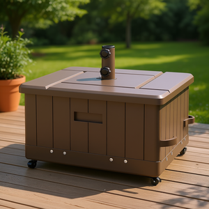 Base per ombrellone da esterno 3 in 1 marrone con ruote e maniglie, capacità 175 libbre, per mobili da giardino - Product Image 2