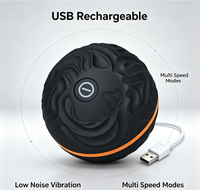 Balle de massage vibrante rechargeable par USB, balle de massage électrique portable à faible bruit pour les fascias |   Soulagement des douleurs musculaires après l'entraînement