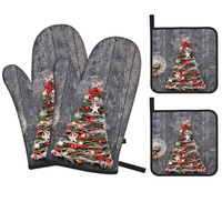 Maniques et protège-plats de Noël personnalisés en coton, résistants à la chaleur, pour la cuisson, la pâtisserie et la grillade