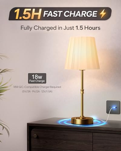 Lámpara Inalámbrica Vintage de Metal con Pantalla de Tela Plegada, Funciona con Batería, Luz de Mesa para Recepción de Bodas - Product Image 2