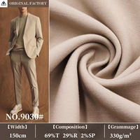 Tissu en mélange polyester-rayonne de luxe discret, teinture réactive texturée, résistant aux plis, textile premium fluide pour costumes 9030 #