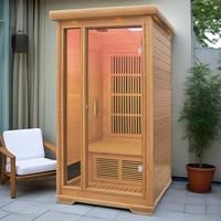 Sauna Infrarroja Portátil para 1 Persona SS-100C con Madera de Cedro Rojo y Madera de Hemlock Canadiense, Bañera de Madera para Sauna, Sauna de Leña