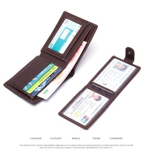 Customized Logo Men's Vintage Style Travel Wallet High Quality Genuine Crazy Horse Leather with Polyester Lining Open Closure - Product Image 3